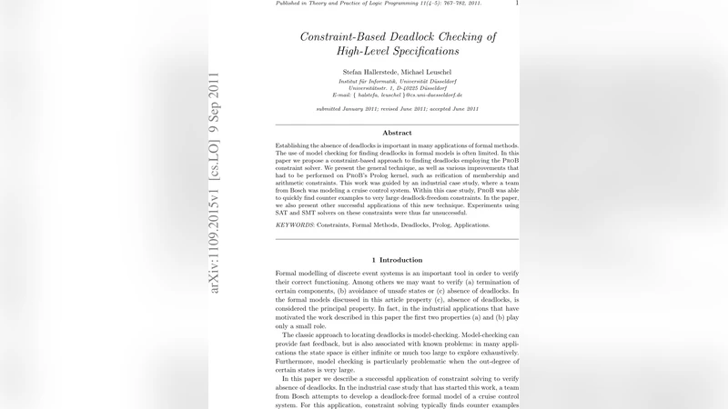 Constraint-Based Deadlock Checking of High-Level Specifications