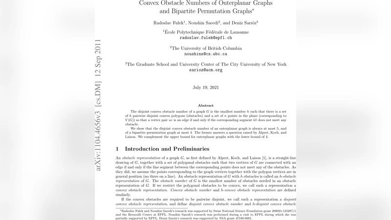 Convex obstacle numbers of outerplanar graphs and bipartite permutation   graphs