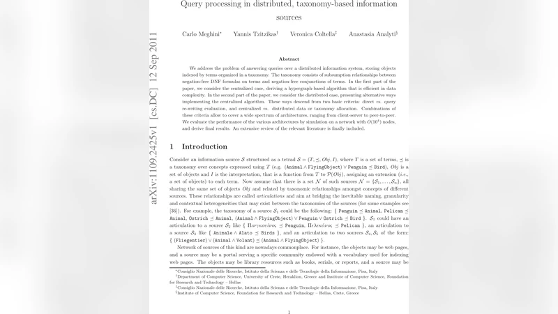 Query processing in distributed, taxonomy-based information sources