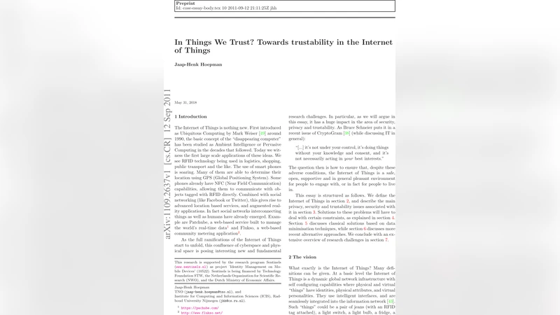 In Things We Trust? Towards trustability in the Internet of Things