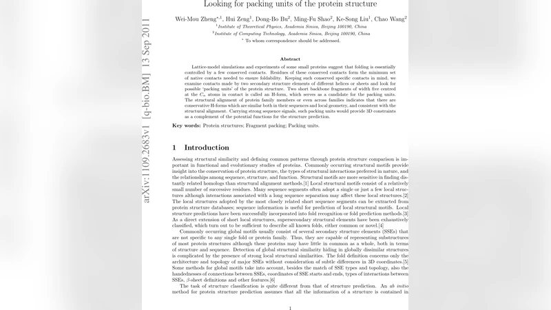 Looking for packing units of the protein structure