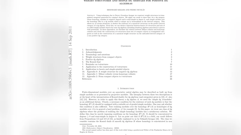 Weight structures and simple dg modules for positive dg algebras