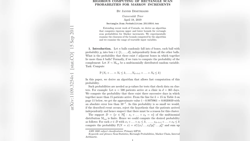 Rigorous Computing of Rectangle Scan Probabilities for Markov Increments