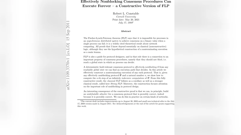 Effectively Nonblocking Consensus Procedures Can Execute Forever - a   Constructive Version of FLP