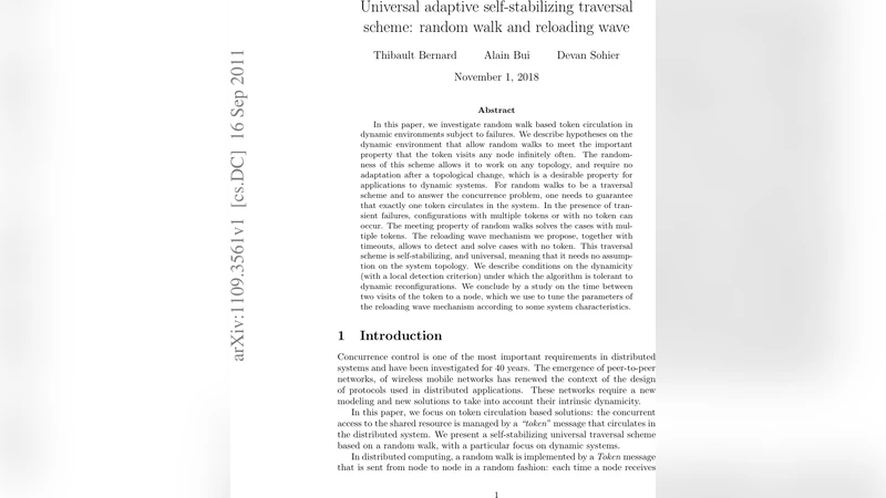 Universal adaptive self-stabilizing traversal scheme: random walk and   reloading wave