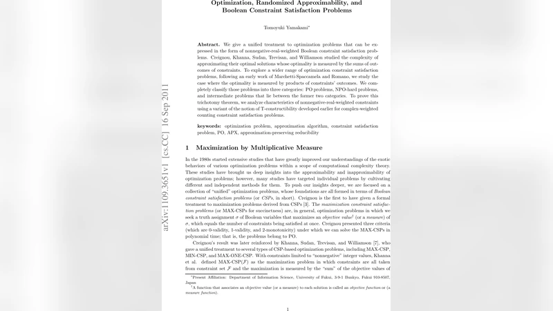 Optimization, Randomized Approximability, and Boolean Constraint   Satisfaction Problems