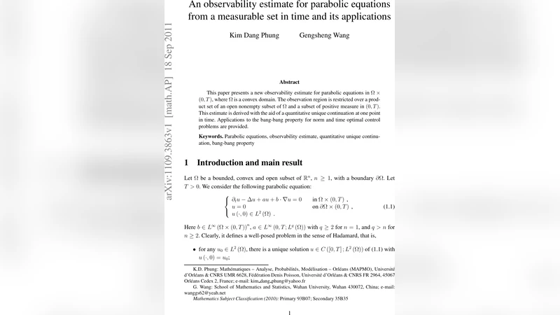 An observability for parabolic equations from a measurable set in time