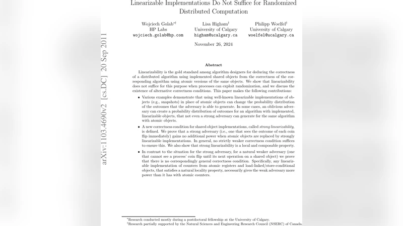 Linearizable Implementations Do Not Suffice for Randomized Distributed   Computation