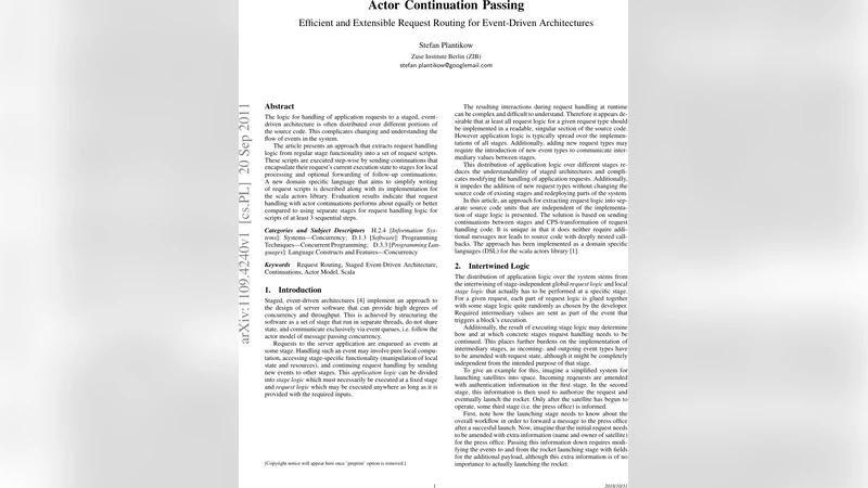 Actor Continuation Passing: Efficient and Extensible Request Routing for   Event-Driven Architectures