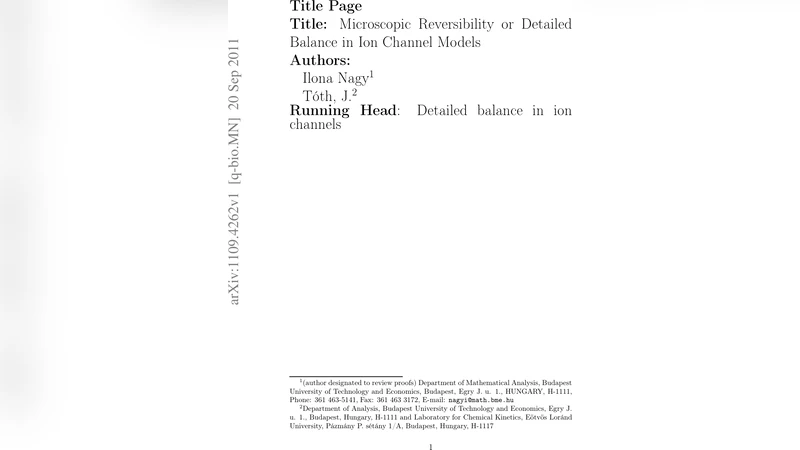 Microscopic Reversibility or Detailed Balance in Ion Channel Models