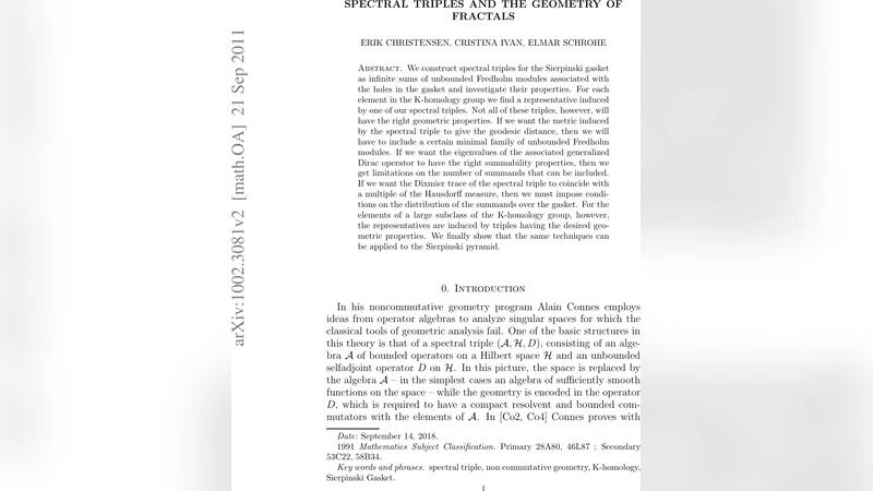 Spectral triples and the geometry of fractals