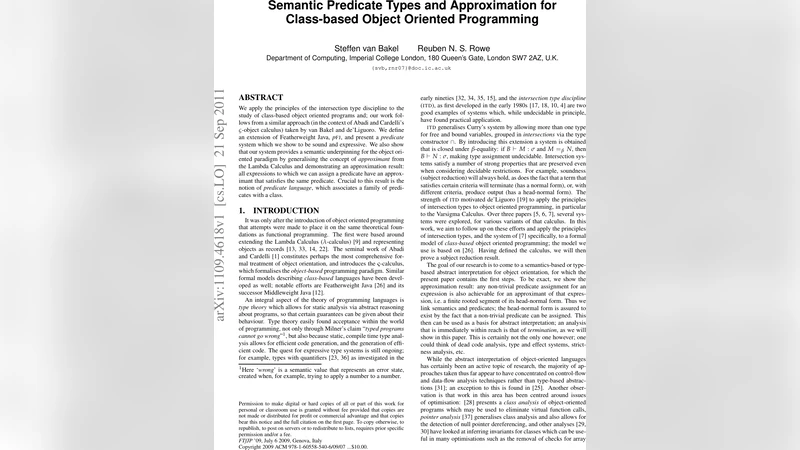 Semantic Predicate Types and Approximation for Class-based Object   Oriented Programming