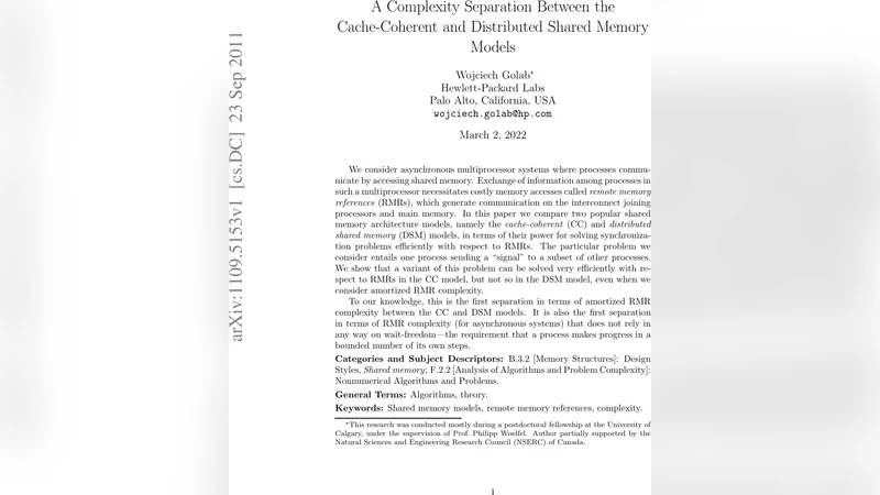 A Complexity Separation Between the Cache-Coherent and Distributed   Shared Memory Models