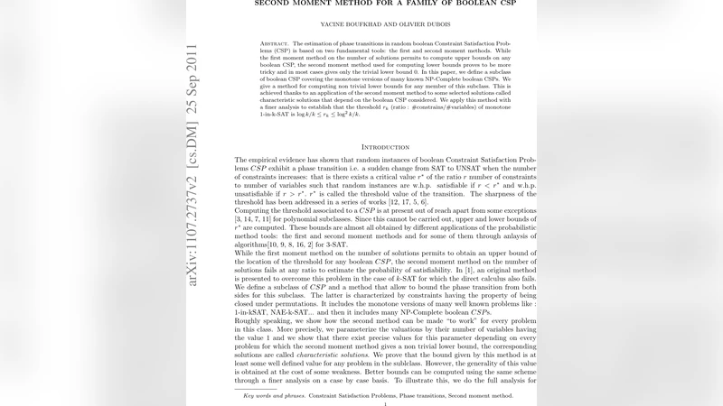 Second moment method for a family of boolean CSP