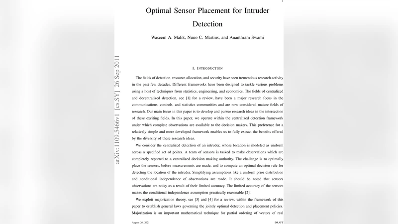 Optimal Sensor Placement for Intruder Detection
