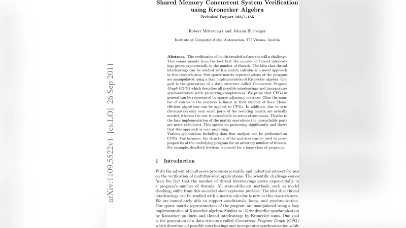 Shared Memory Concurrent System Verification using Kronecker Algebra