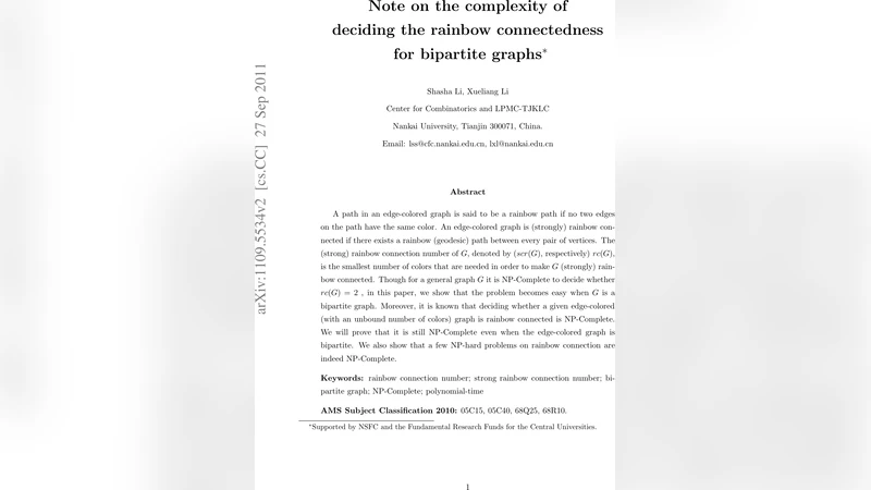 Note on the complexity of deciding the rainbow connectedness for   bipartite graphs