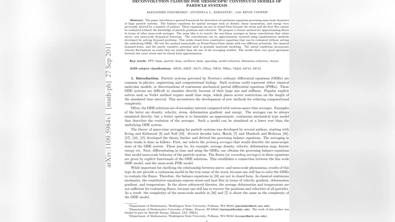 Deconvolution closure for mesoscopic continuum models of particle   systems