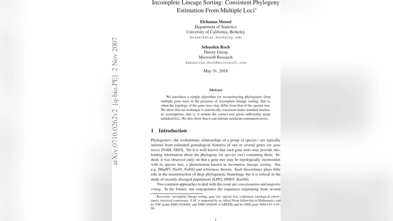 Incomplete Lineage Sorting: Consistent Phylogeny Estimation From   Multiple Loci