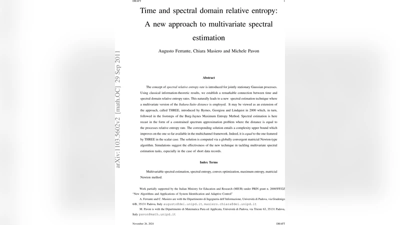 Time and spectral domain relative entropy: A new approach to   multivariate spectral estimation