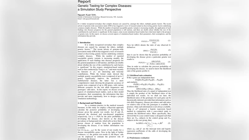 Genetic Testing for Complex Diseases: a Simulation Study Perspective