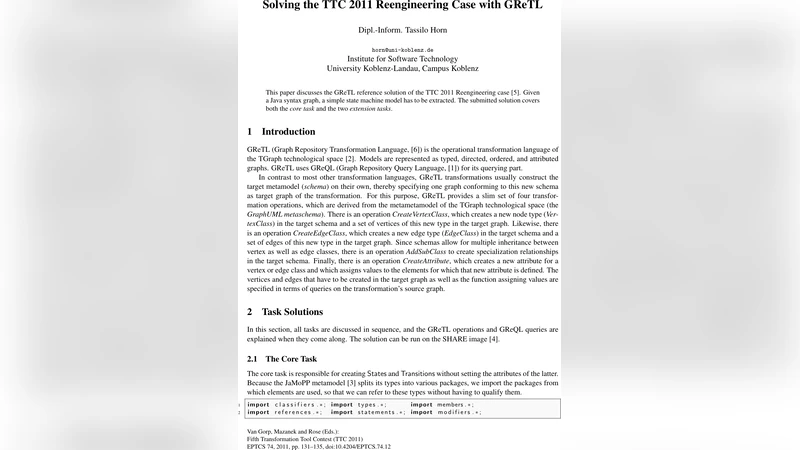 Solving the TTC 2011 Reengineering Case with GReTL