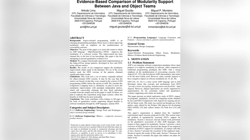 Evidence-Based Comparison of Modularity Support Between Java and Object   Teams