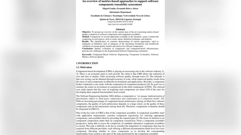 An overview of metrics-based approaches to support software components   reusability assessment