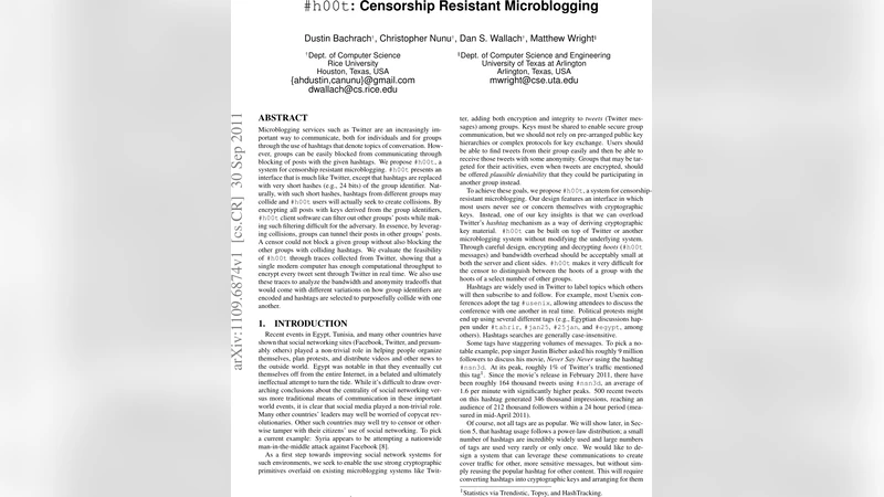 #h00t: Censorship Resistant Microblogging