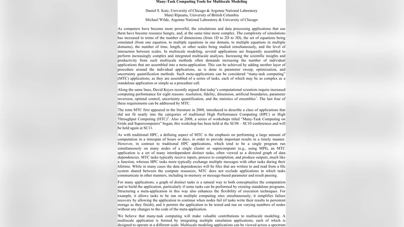 Many-Task Computing Tools for Multiscale Modeling