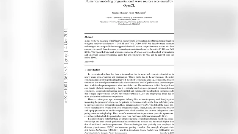 Numerical modeling of gravitational wave sources accelerated by OpenCL