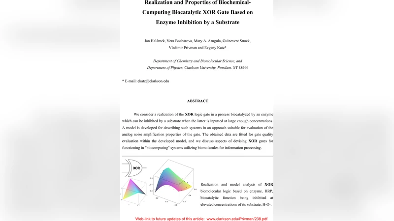 Realization and Properties of Biochemical-Computing Biocatalytic XOR   Gate Based on Enzyme Inhibition by a Substrate