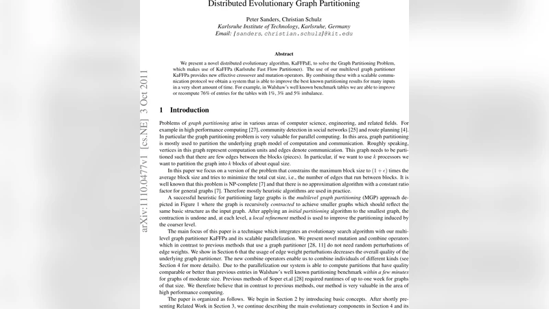 Distributed Evolutionary Graph Partitioning