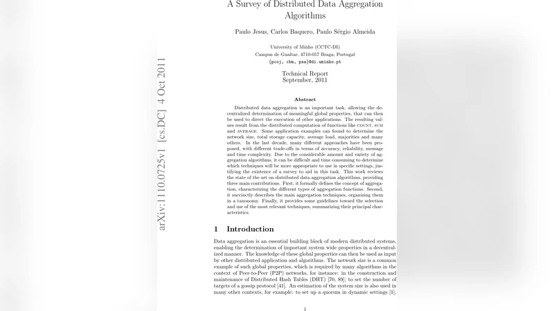 A Survey of Distributed Data Aggregation Algorithms