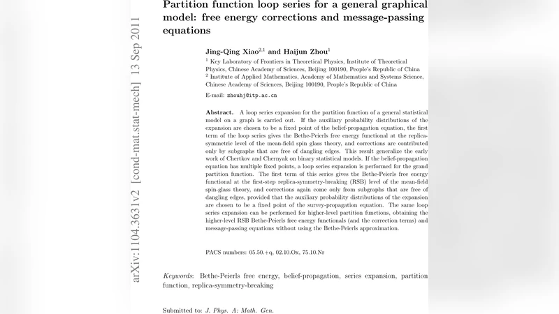 Partition function loop series for a general graphical model: free   energy corrections and message-passing equations