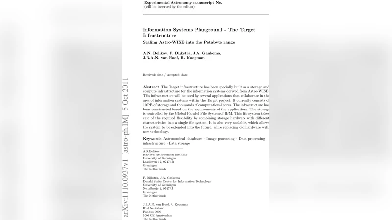 Information Systems Playground - The Target Infrastructure, Scaling   Astro-WISE into the Petabyte range