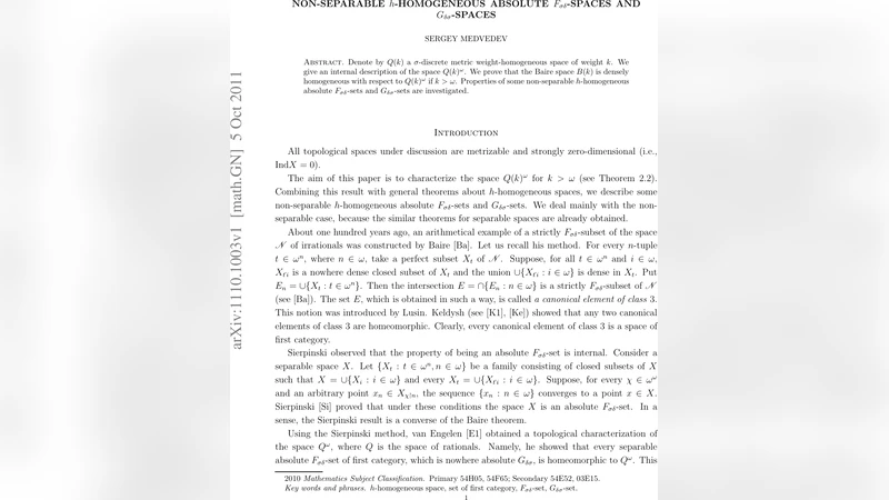 Non-separable h-homogeneous absolute F_{sigma delta}-spaces and   G_{delta sigma}-spaces
