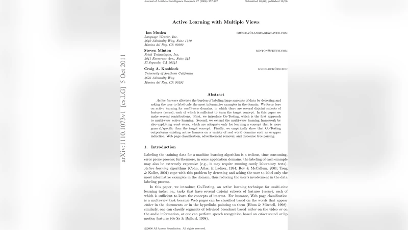 Active Learning with Multiple Views