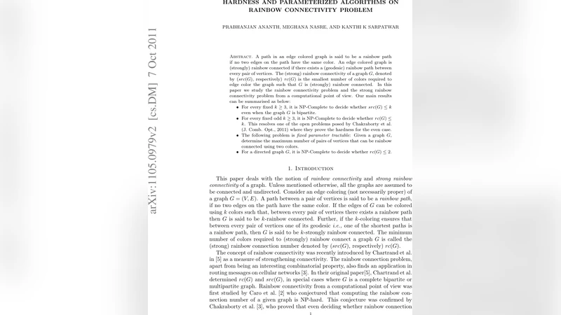 Hardness and Parameterized Algorithms on Rainbow Connectivity problem