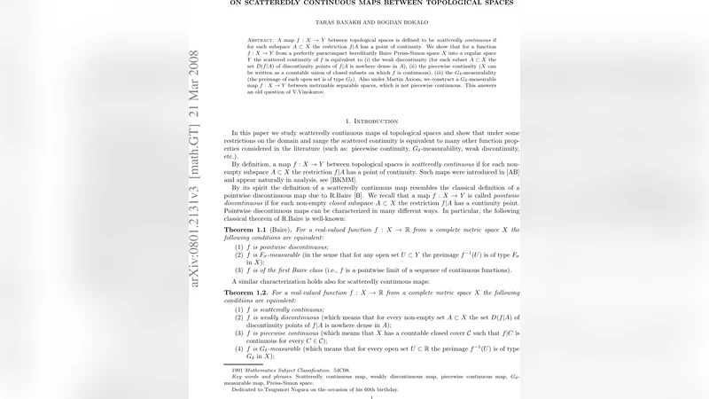 On scatteredly continuous maps between topological spaces