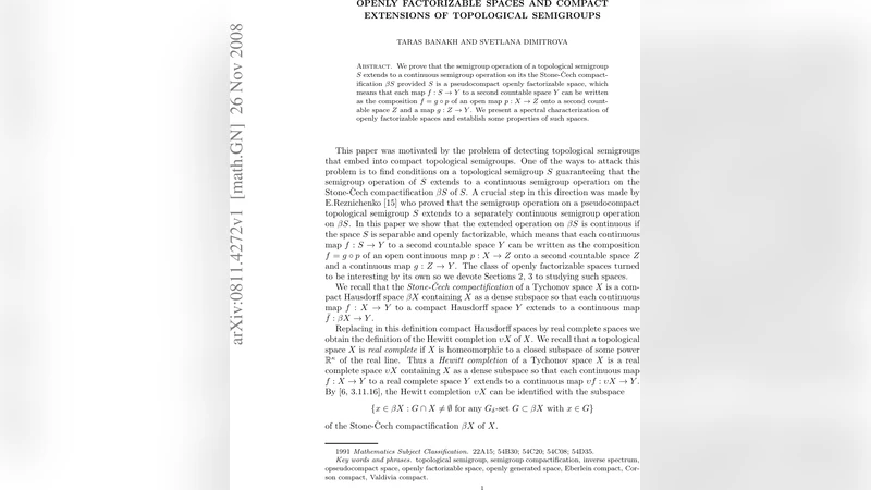 Openly factorizable spaces and compact extensions of topological   semigroups