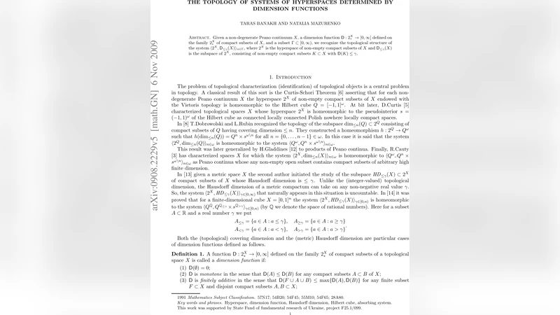 The topology of systems of hyperspaces determined by dimension functions