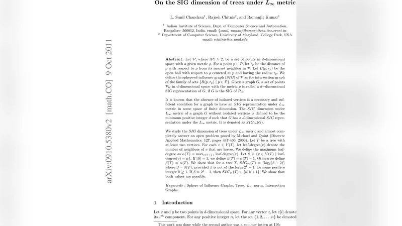 On the SIG dimension of trees under $L_{infty}$ metric