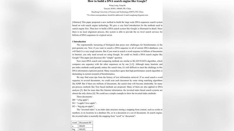 How to build a DNA search engine like Google?