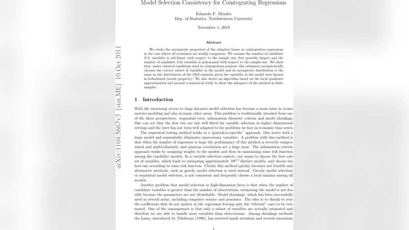 Model Selection Consistency for Cointegrating Regressions
