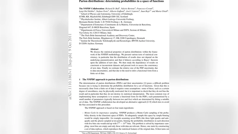 Parton distributions: determining probabilities in a space of functions