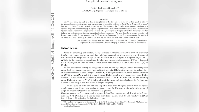 (Co)Simplicial Descent Categories