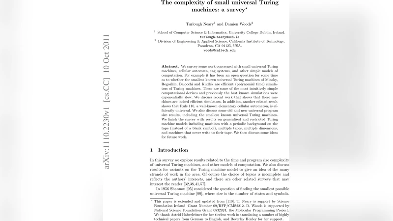 The complexity of small universal Turing machines: a survey