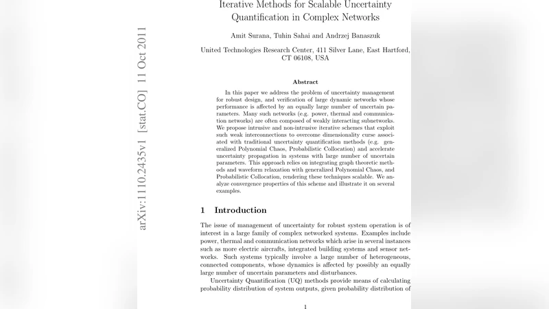 Iterative Methods for Scalable Uncertainty Quantification in Complex   Networks