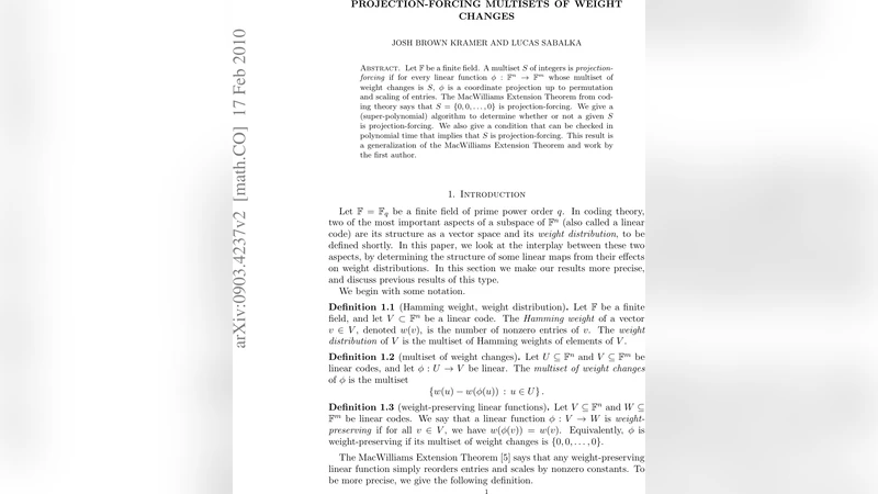 Projection-Forcing Multisets of Weight Changes